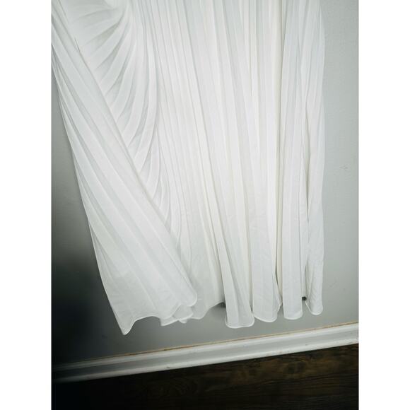 TOME White Pleated V-Neckline Sleeveless Midi Dress size 6 - Picture 8 of 13